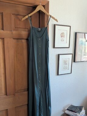Picture Button-Front Teal Maxi Organic Cotton